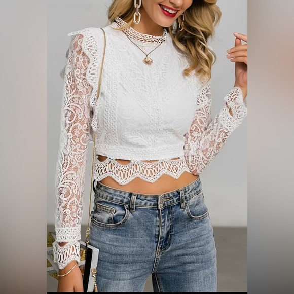 Solid Hollow Crop Top Long Sleeve Shirt, Sexy Zip Back Stylish and Elegant. - Picture 2 of 8